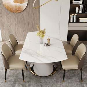 Ensemble de table et chaises de salle à manger modernes, table à dîner extensible en dalle de roche, 6 chaises - Product Image 3