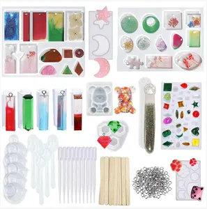 Ensemble d'outils de bijouterie en résine, moules en silicone pour bricolage, kit de fabrication artisanale, décoration de bijoux, chocolat, 148 pièces