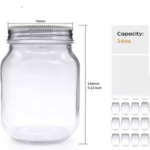 Vente en gros de bocaux Mason en verre transparent de qualité alimentaire, durables, de 4 oz, 8 oz, 12 oz, 16 oz, avec couvercles à double compartiment, logo personnalisé, pour la mise en conserve, à large ouverture - Product Image 2