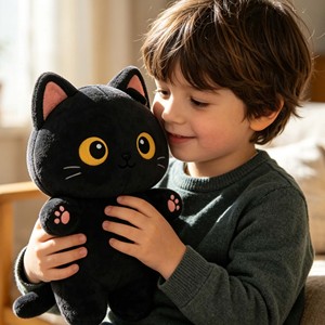 Peluche chaton noir mignon, jouet en peluche doux et moelleux, cadeau pour filles, jouet <span class=keywords><strong>chat</strong></span> noir en peluche - Product Image 6