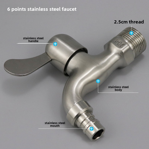 Robinet de machine à laver en acier inoxydable 304, à ouverture rapide 4 points 6 points, pour eau froide uniquement - Product Image 5