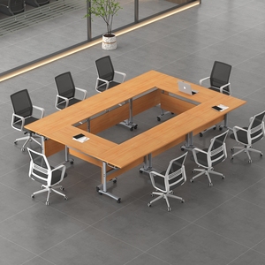 Đa chức năng di động có thể gập lại nhân viên đào tạo bàn hội nghị bàn học sinh hình chữ nhật tròn kết hợp với bánh xe - Product Image 3