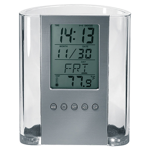 Promotion cadeaux bureau papeterie multifonction bureau stylo porte-crayon LCD réveil électronique calendrier perpétuel porte-stylo - Product Image 6
