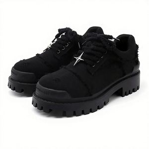 Chaussures derby à plateforme pour hommes |   Chaussures décontractées de style britannique surdimensionnées pour augmenter la taille |   Bottes de travail usées - Product Image 1