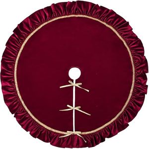 Falda para Árbol de Navidad Roja de Lujo con Encaje Dorado y Terciopelo Ecológico de 90CM/120CM de YUELIAN Factory, Decoración Festiva para el Hogar - Product Image 4