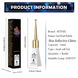 MTSSII 10ml Gel à ongles bleu réfléchissant à base d'eau, sans colle, magnétique, non toxique pour la manucure en salon - Product Image 6
