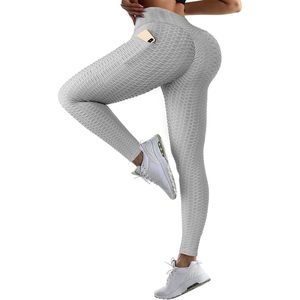 FOXA Yoga <b>Leggings</b> Grey High Waist <b>Seamless</b> With Pockets Scrunch Butt Lifting Workout Pants For Women Gym Fitness - Product Image 1