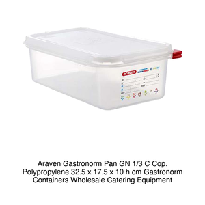 Bac alimentaire en polypropylène GN 1/3 32,5 × 17,5 × 10 h cm, avec couvercle, -40/+95 ° C Araven - Product Image 2