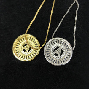 20mm White Stone Gold/<strong>Silver</strong> Plated <strong>Initial</strong> <strong>Necklace</strong> Pendant Letter Charms Jewelry Making - Product Image 3