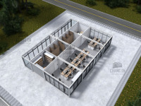 Bâtiment de bureau modulaire de luxe à double couche personnalisé, structure en acier léger galvanisé, construction rapide