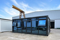 Maison conteneur mur rideau en verre 20ft 40ft, préfabriquée, modulaire, portable, pour véranda et bureau, direct usine