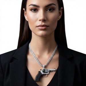 Colgante de pistola de plata de ley 925 con moissanita helada, chapado en rodio o oro de 18K, engaste de garra, joyería de cadena de lujo - Product Image 3