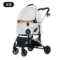 Poussette pliable pour animaux de compagnie avec porte-gobelet amovible, tissu respirant, coussin doux, 6 amortisseurs, laisse de sécurité, OEM ODM