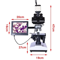 SCIEDU 40X-2500X Digital CCD Camera 8-inch LCD Screen Education Industrial Inspection Trinocular Compound Biological Microscope