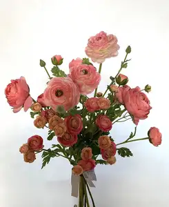 2024 flores artificiales Ranunculus tallos Spray DIY flores de boda ramos de novia de seda centros de mesa de boda