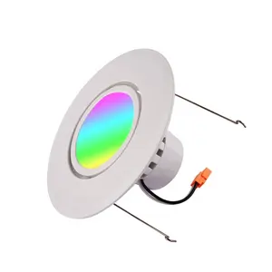 स्मार्ट Downlight इनडोर आरजीबी Recessed छत प्रकाश का नेतृत्व किया 6 इंच नीचे प्रकाश 15W सतह घुड़सवार एप्लिकेशन नियंत्रण सी सी टी समायोज्य ईटीएल एफसीसी