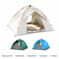 Tente de camping et de plage portable, entièrement automatique, pour 3-4 personnes, une chambre, quatre saisons, camouflage Oxford, ouverture rapide