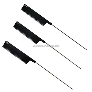 Vendita calda pettine per capelli Tinting a spillo pettine a coda di ratto in acciaio con coda di topo in fibra di carbonio pettini per presa in giro resistenti al calore - Product Image 5