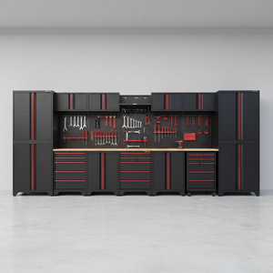 Système de rangement de <span class=keywords><strong>garage</strong></span> <span class=keywords><strong>PRO</strong></span>, boîte à outils professionnelle, établi, 18 pièces, OEM OBM, garantie 3 ans, capacité de charge 200 kg - Product Image 1