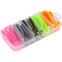 Boîte de 50 leurres de pêche en silicone/PVC souples multicolores pour la rivière et le lac.
