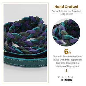 Correa de perro de cuero genuino fuerte trenzada duradera, correas largas para perros, correas de entrenamiento trenzadas para caminar para mascotas, colores marrón y negro - Product Image 4