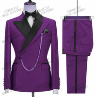 Costume Classique Homme Décontracté Ensemble 2 Pièces Tenue Gentleman pour Mariage Costume d'Affaires Homme Coupe Ajustée pour Marié