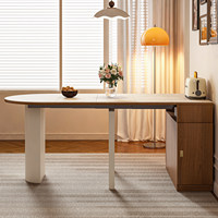 Table à manger rectangulaire moderne pliable et extensible en bois massif travertin crème, gain de place, pour mobilier de salle à manger