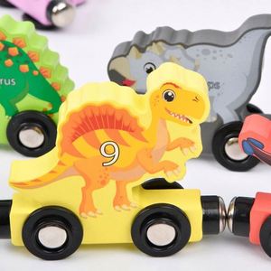 Kids Blocks Toys Birthday Gifts Montessori Versatile Magnetic <b>Wooden</b> Dinosaurs <b>Train</b> <b>Set</b> for Toddlers - Product Image 5