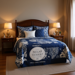 Nulan Tfewgrt <b>Quilt</b> Set 6 Piece Cotton Indigo Printed <b>King</b> Cal <b>King</b> <b>Size</b> Bedding for Wedding Hotel Use - Product Image 2