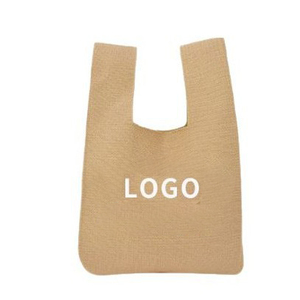Sac fourre-tout décontracté en polyester tricoté, personnalisé avec logo, faible MOQ, couleur unie, idéal pour cadeaux et promotions - Product Image 3