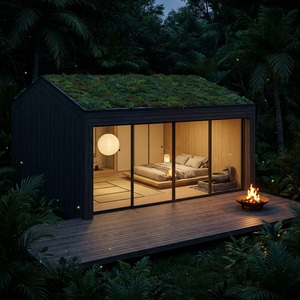 Maison préfabriquée <span class=keywords><strong>Zen</strong></span> Wabi-Sabi 35 m² avec toit végétal, en cèdre Yakisugi et verre, maison mobile modulaire, <span class=keywords><strong>villa</strong></span> de villégiature OEM - Product Image 3