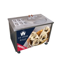 Commerciële roestvrijstalen 304 ijsrolmachine met ijsbak, hoge productiviteit voor ijssiroop, yoghurt & noten, nieuw