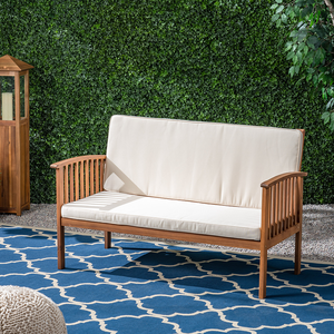 Sofá de Jardín de Lujo de Tres Plazas con Cojines de Espuma de Alta Densidad en Madera de Eucalipto, Muebles Modernos para Jardín Exterior - Product Image 2