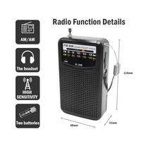 Radio de poche compacte R-398 à succès avec récepteur FM/AM complet à deux bandes
