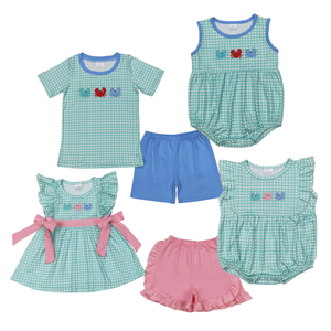 Embroidery Sea <b>Crab</b> Cute Kids Sibling Matching Clothes Set - Product Image 1