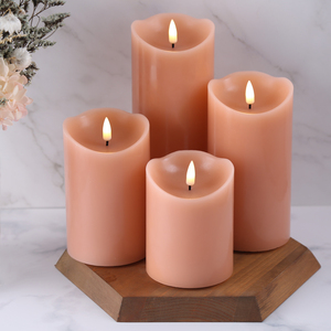 La décoration d'intérieur à piles de Matti Slant Top Light Pink Pillar Remote Control Paraffin Wax Flameless LED Candles - Product Image 1
