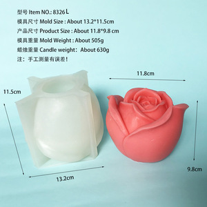 3D flor de Rosa grande Fondant moldes de silicona vela cera Rosa molde para pastel de Chocolate jabón caramelo pastelería vela postre 3 tamaños - Product Image 2