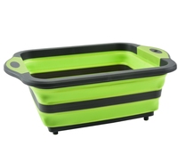Panier à eau vert pliable 2 en 1 Planche à découper pliable en plastique avec récipient
