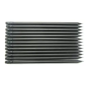 Matita in legno nero personalizzata logo personalizzato HB matita nera da 7.5 pollici con matita per materiale scolastico in gomma nera