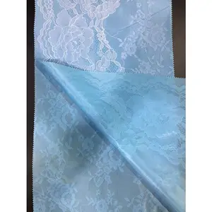 2019 Blue Cotton Organza Compound Double Layers Lace Dress fabric Indian