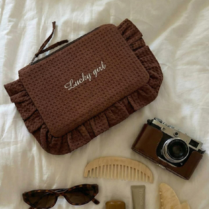 2026 New Personalized Logo Printed Cotton Embroidered <strong>Velvet</strong> Beauty Case Cotton Waffle <strong>Make</strong> <strong>up</strong> <strong>Bag</strong> with Customize Logo - Product Image 4