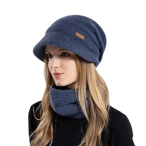 Women's Knitted Slouchy Beanie <b>Cap</b> With Visor Warm Fleece Lined Ski Skull <b>Cap</b> <b>Winter</b> Hat - Product Image 1