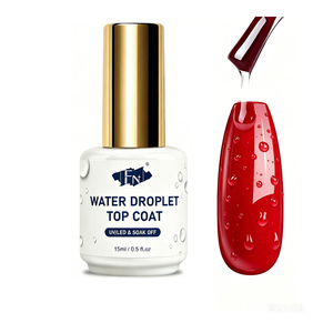 HS Nail OEM/ODM <span class=keywords><strong>Top</strong></span> <span class=keywords><strong>Coat</strong></span> 3D Goutte d'Eau 15ml Transparent Sans Résidu Gel UV Vernis à Ongles Marque Privée Manucure - Product Image 1