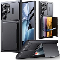 Étui portefeuille TONGATE pour S24 Ultra avec porte-cartes, béquille, blocage RFID, étanche, en TPU+PC robuste, antichoc, protection d'écran