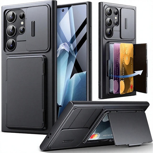 TONGATE for S24 Ultra Wallet Case with Card Holder Kickstand RFID Blocking Waterproof TPU+PC Rugged Shockproof Screen Protector