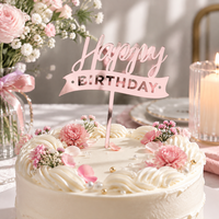 Décoration de gâteau Joyeux Anniversaire en Acrylique Doré Effet Miroir – Plusieurs Styles Disponibles – Idéal pour Pâtisseries, Boulangeries et Cuisines Maison
