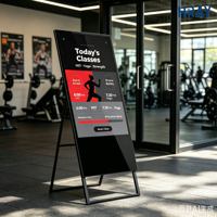 Affichage numérique sur pied HRAY multi-tailles de 32 à 55 pouces avec écran tactile capacitif en option pour affichage de menus en intérieur d'hôtel OEM ODM