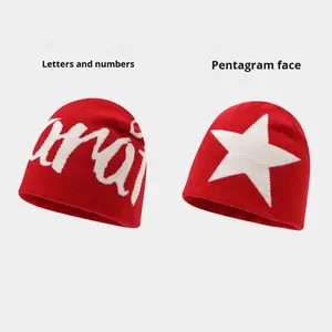 Bonnet en tricot jacquard double face de style de rue hommes et femmes cache-oreilles hip-hop pour l'automne et l'hiver chapeau pull à la mode - Product Image 3
