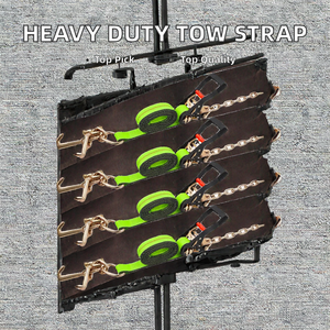 Sangles à cliquet robustes 2 po x 12 pi avec crochets en cluster RTJ, sangle de remorquage à 8 points pour camions/transporteurs de voitures, résistance à la rupture de 10 000 lb, certifiées TUV - Product Image 2