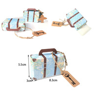 Mini valise de voyage 10/20/50 pièces, boîte à bonbons en papier kraft, chocolat, cadeau, sac d'emballage, décoration de fête d'anniversaire de mariage